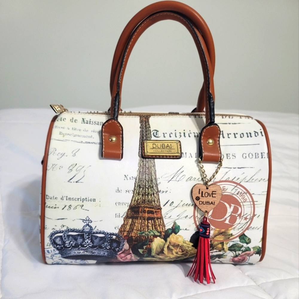 Elegant Parisian Print Handbag